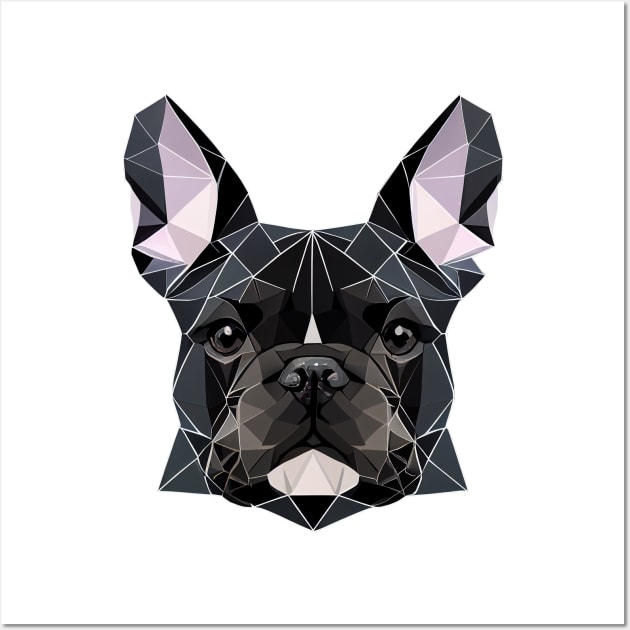 French Bulldog Geometric Portrait - Black Wall Art by Bondoboxy